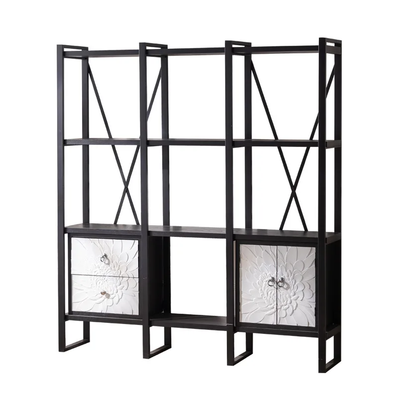 iron bookshelf shelf, partition living room display cabinet, live broadcast sample floor storage shelf display shelf