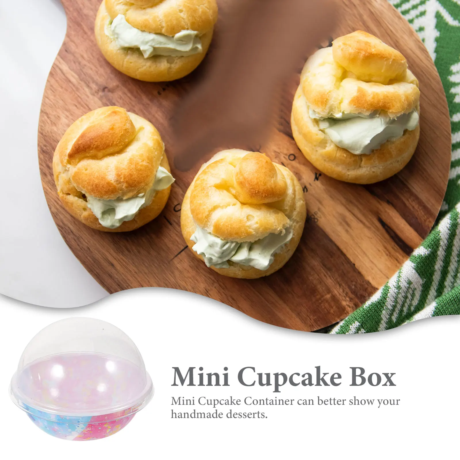 

50pcs Bakery Pastry Boxes Reusable PET Smooth Transparent Mini Cupcake Containers Moon Cake Dessert Packing Party Favor Small