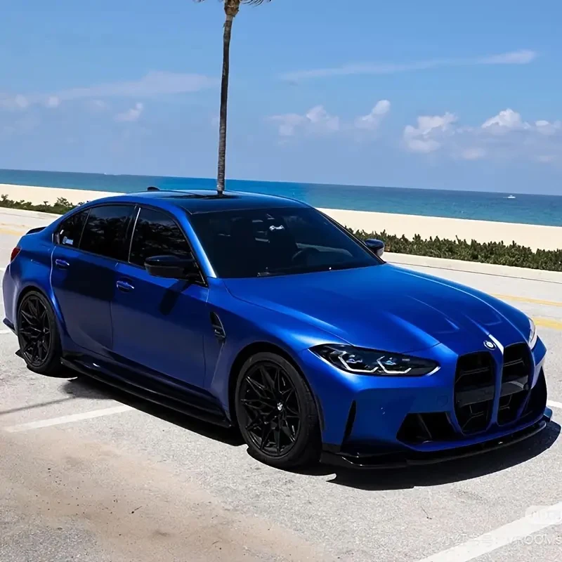 Premium Chrome Matte Metallic Blue Vinyl Wrap Film Self Adhesive Decal Sticker Automotive Car Wrapping Foil Air-Release