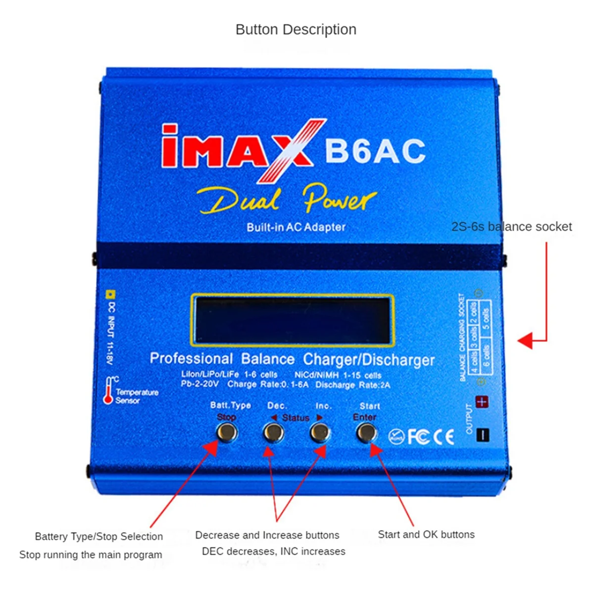 COTS-tFor IMAX B6AC 80W Balanslader 2-6S T-Plug Multifunctionele Intelligente Model Batterijlader EU