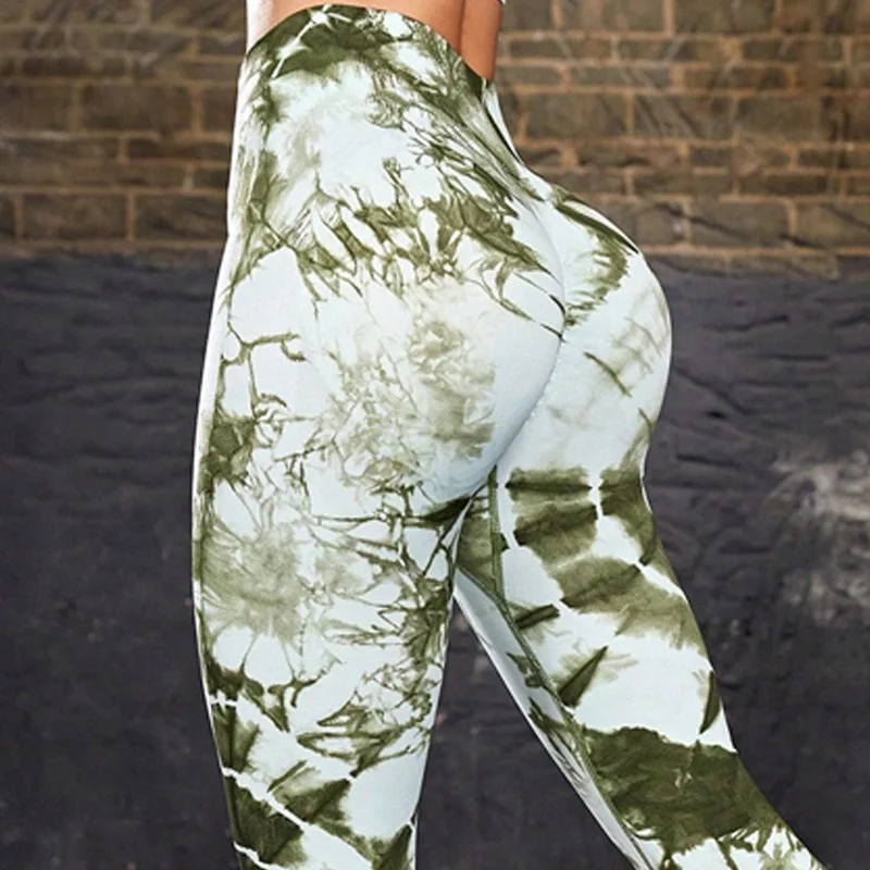 WANAYOU Tie Dye Yoga Pants Sport Leggings Women Seamless High Waist Push Up Woman Tights Fitness Workout Leggins Gym Clothing