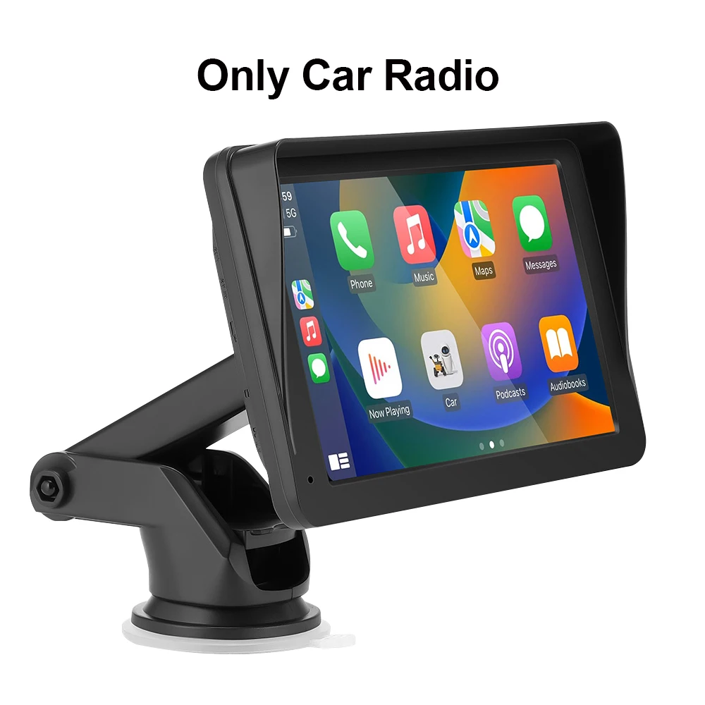 GEARELEC 7 Zoll tragbares Autoradio, kabelloses CarPlay, Android Auto, universeller Touchscreen-Multimedia-Videoplayer mit FM-Rückfahrkamera