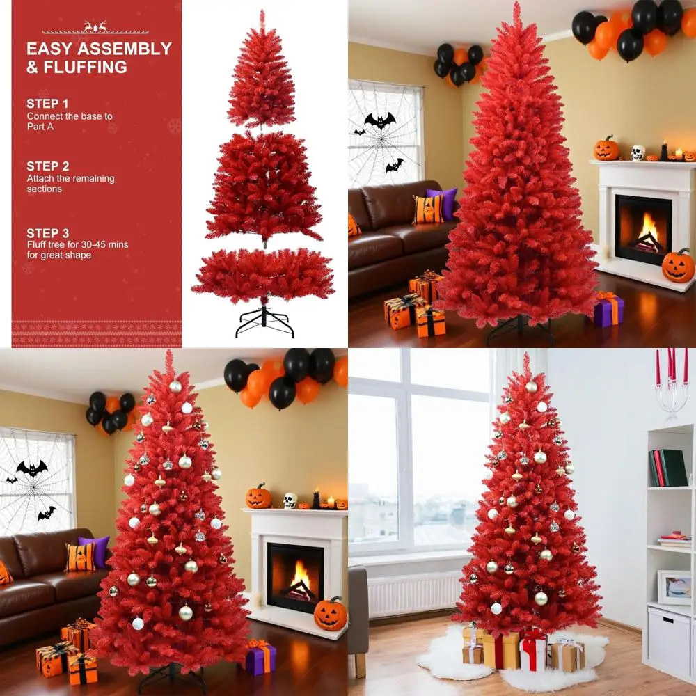 

Рождественская елка премиум-класса длиной 7 футов на шарнирах из ели с 1066 наконечниками, простая сборка, металлическая подставка в комплекте