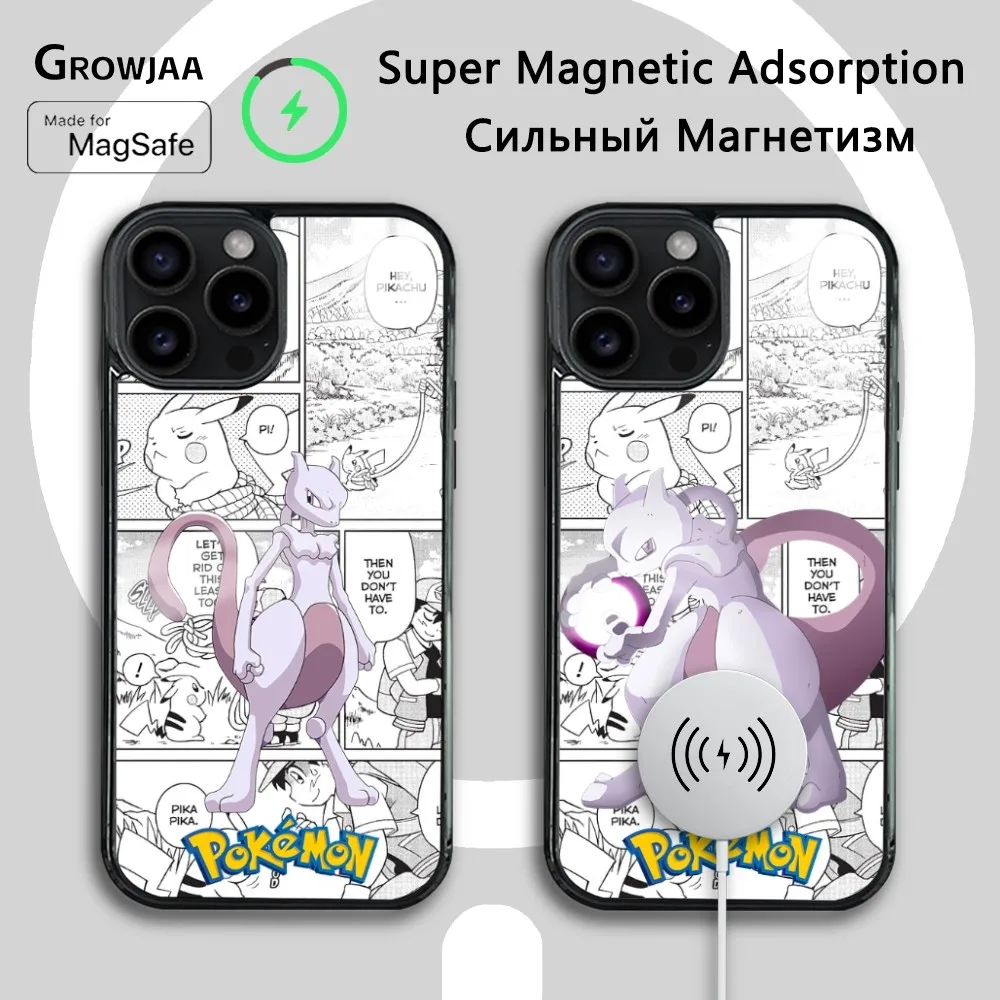 Funny Cartoon Mewtwo Phone Case For iPhone 16 15 14 13 12 11 Pro Max Plus Mini Magsafe Mirror Wireless Magnetic Cover