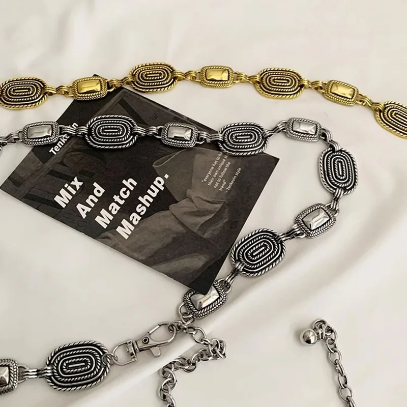 110CM Vintage Women Waist Belt Female Metal Chain Belt Tassel Waist Chain Belt Women Decorative Body Jewelry