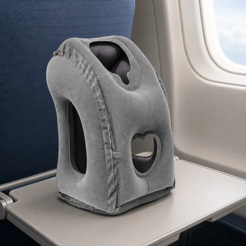 Portable Inflatable Travel Pillow for Neck and Head Support with Advanced Air Valve System