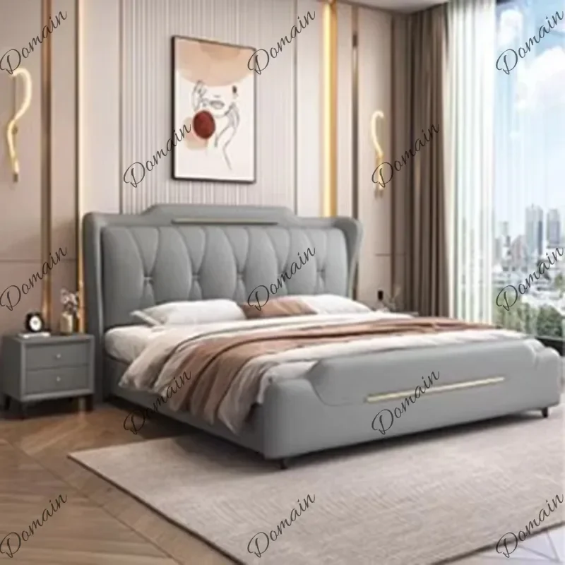 TM1 Gray Organizer Double Bed Bedrooms Board Comforter Modern Wooden Floor Double Bed Full Size Luxury Cama Box Solteiro Furnitu