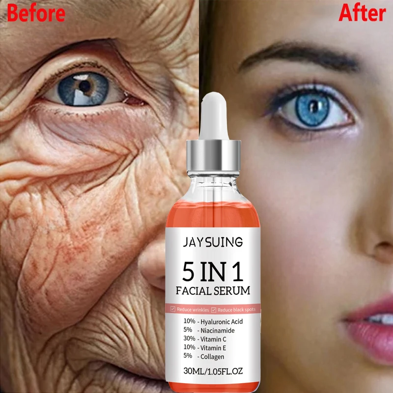 5 IN 1 Wrinkle Remove Facial Serum Collagen Anti-Aging Lift Firming Fade Fine Lines Anti-acne Whitening Moisturizing Skin Care