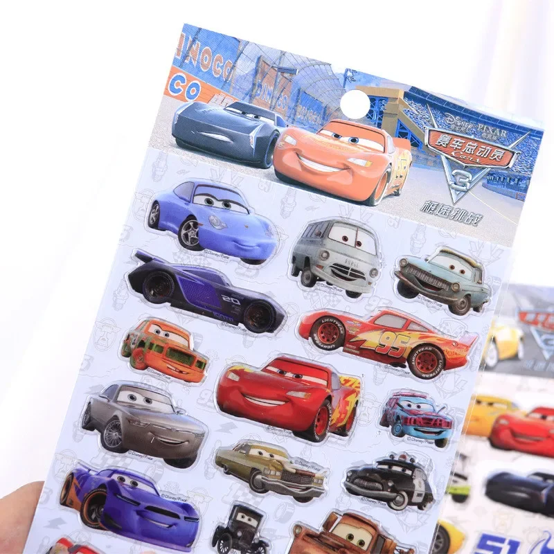 Disney Genuine Stickers Toy Pixar Cars McQueen Mater Sarge Ramone Children Cartoon Stereo 3d Stickers Toy Kids Birthday Gift