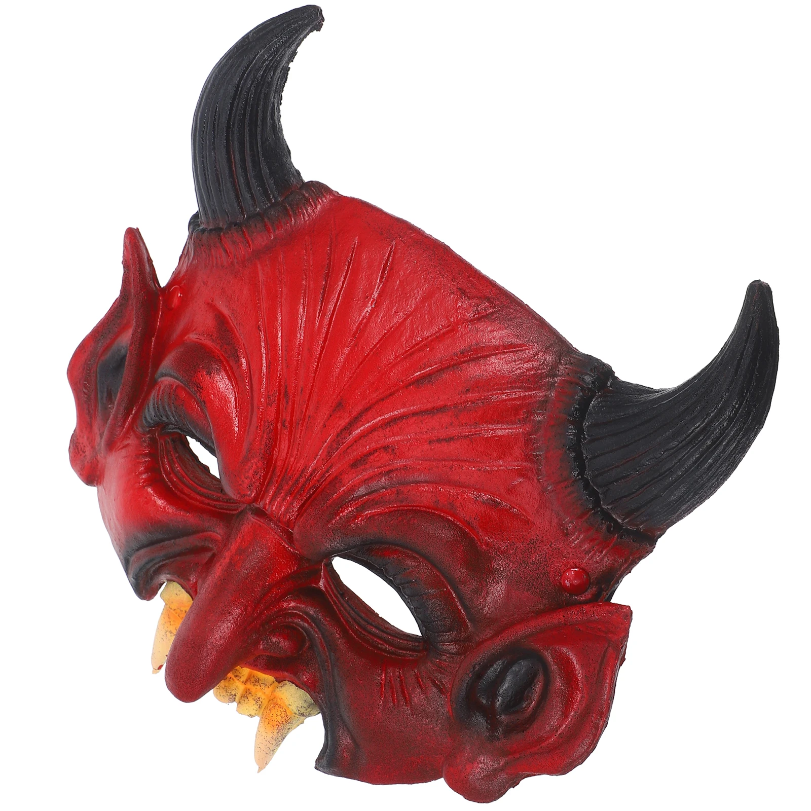 หน้ากากปีศาจน่ากลัวฮาโลวีนเครื่องแต่งกายผู้ใหญ่เด็ก PU หน้ากาก Sharp ฟัน Horns Masquerade Carnival อุปกรณ์ตกแต่ง