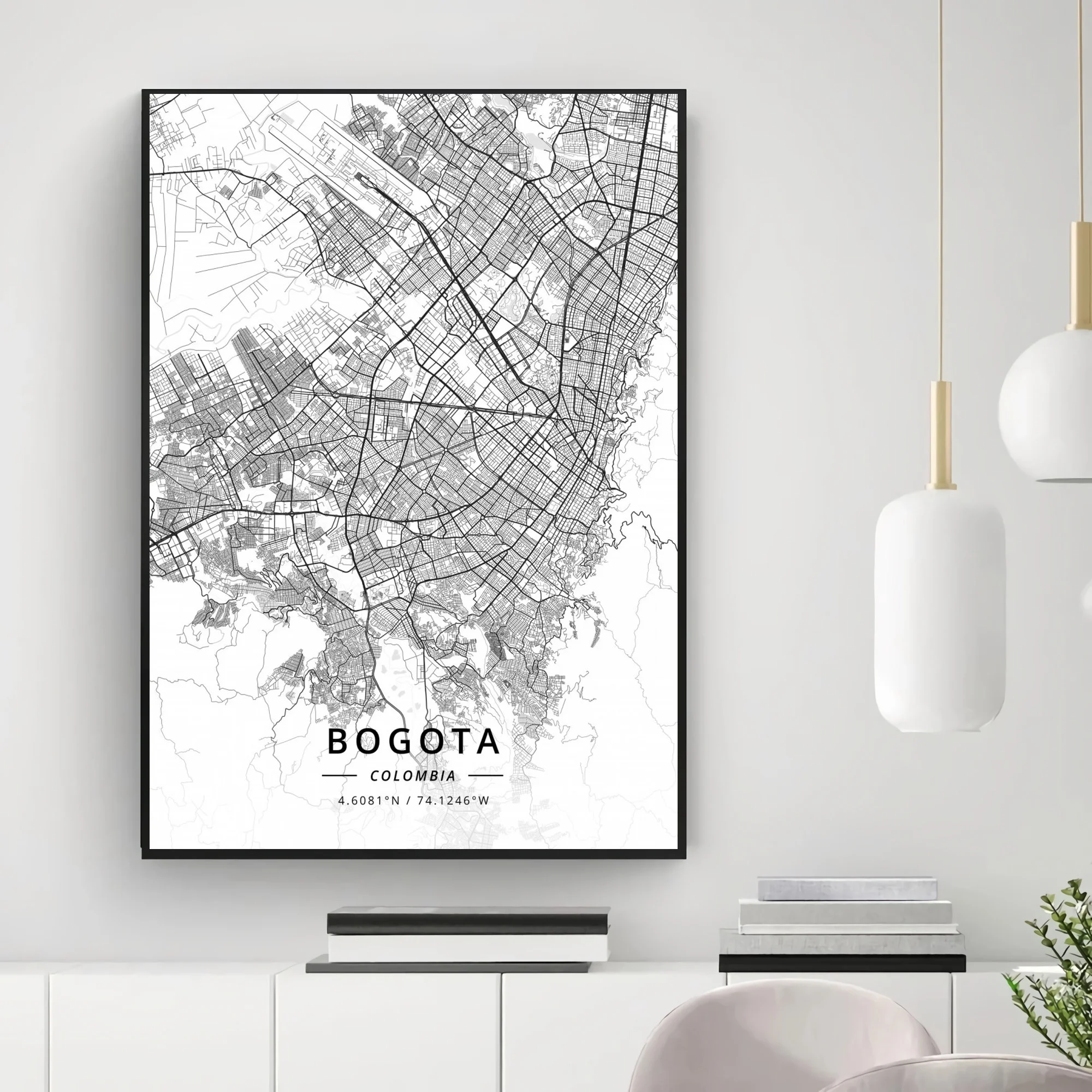 Bogota City Map multicolor Print Wall Art Canvas Painting Poster living room Home Decor