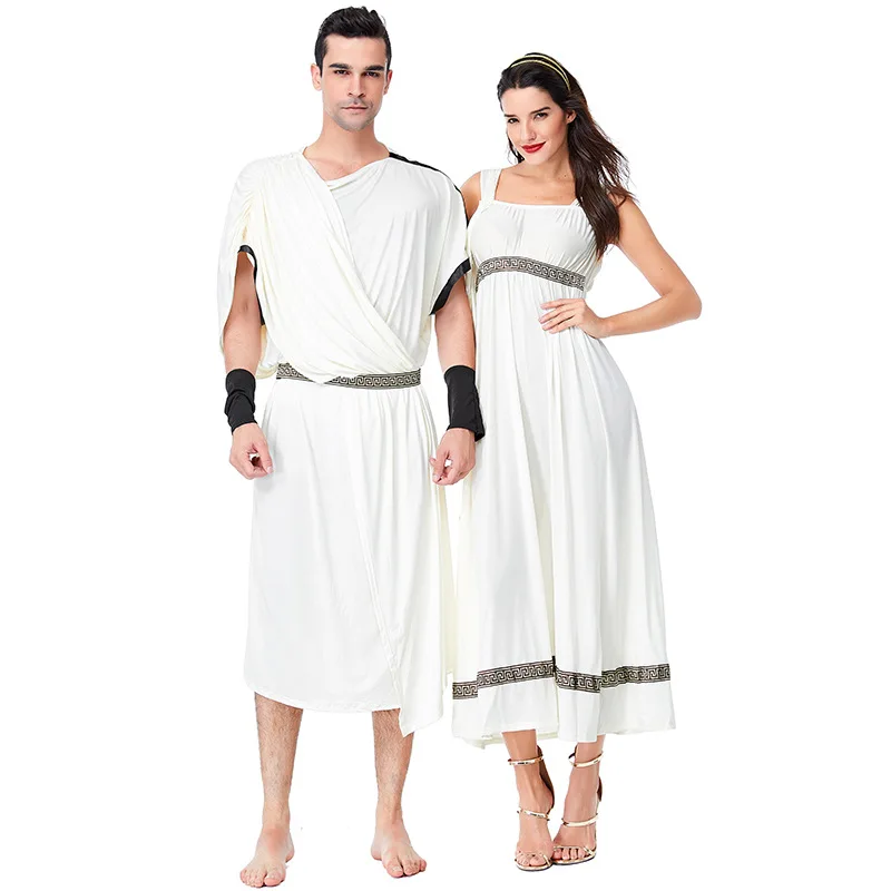 Ancient Rome Sparta Warrior Cosplay Costume Greek Mythology Prince with Princess Dress for Women and Man Halloween Costume