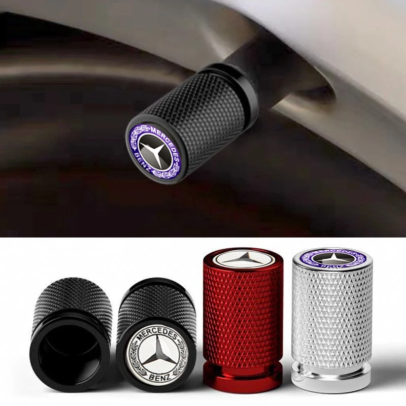 4pcs Car Logo Wheel Tire Valve Caps Stem Covers for Mercedes Benz AMG GLA GLC W202 W210 W203 W204 W205 W211 W212 W176