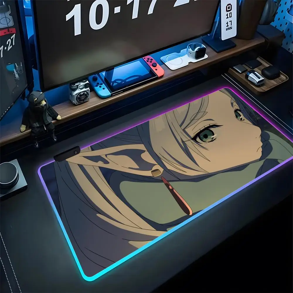 

Frieren Beyond Journey's End Mouse Pad Gaming Rgb Mousepad Backlit Keyboard Gamer Girl Xxl Diy Printing Laptop Mat Table Pads De