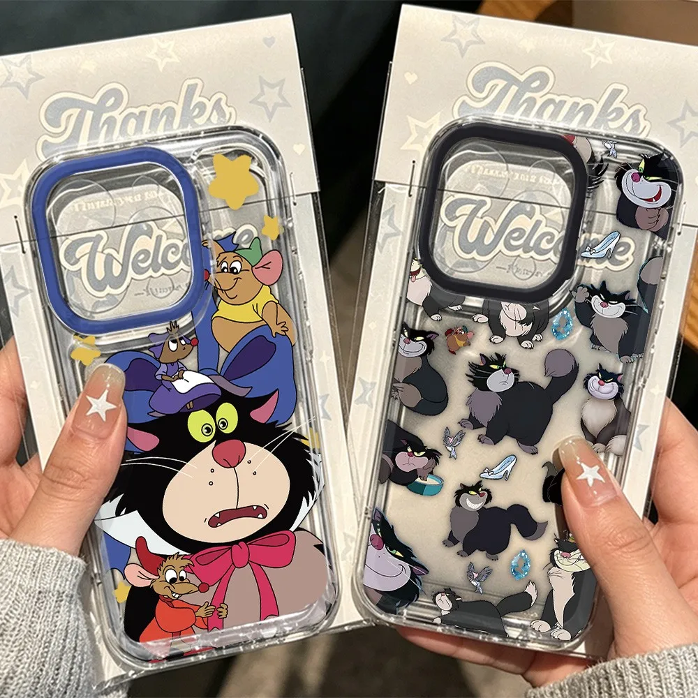 Cinderella Lucifer Cat Phone Case For Samsung Galaxy S26 S25 S24 S23 FE Note20 Edge Plus Ultra Lite 5G Clear Cover