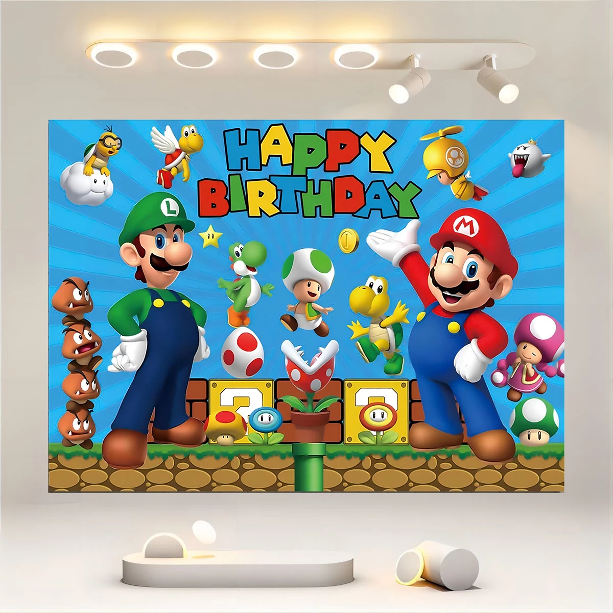 Cartoon Coin Video Game Happy Birthday Theme Photography Background Children and Boys Birthday Party Decoration