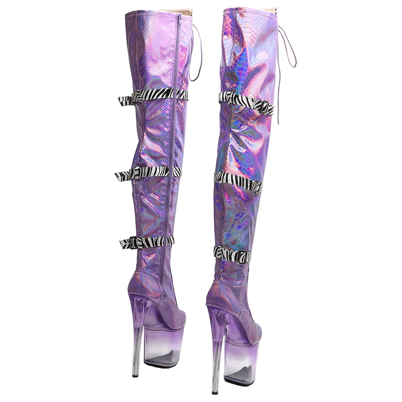 Leecabe 20CM/8inches Snake Upper with zebra-stripe young trend fashion High Heel platform stripper heel Pole Dance boot