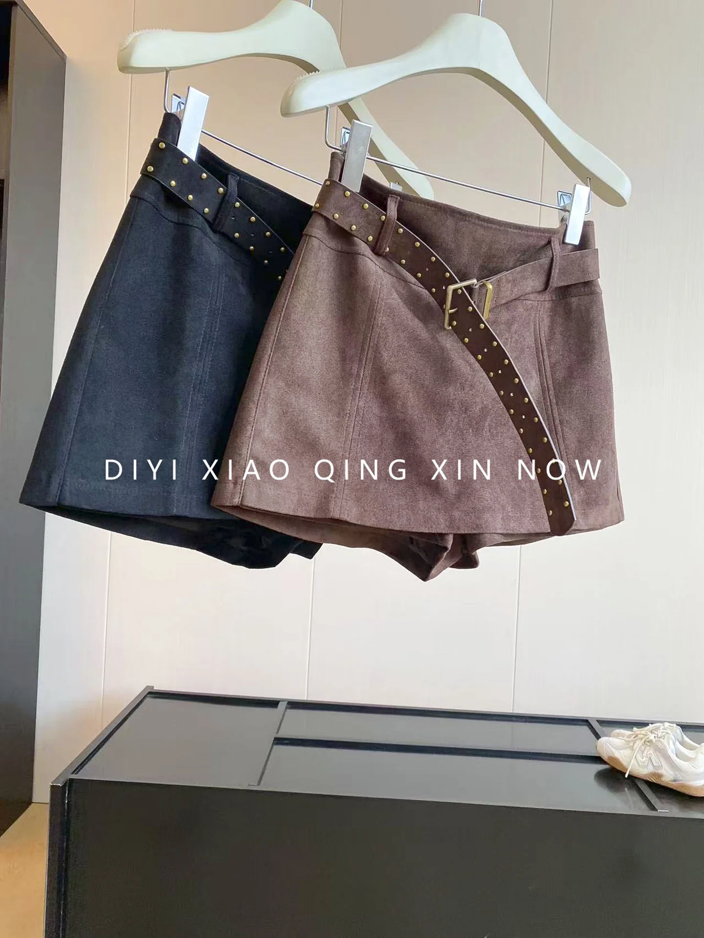 DIYI Suede Short Pants Women's Casual Early Autumn Spicy Girl Loose Wide Leg Pants Outdoor Wear Boot Pants