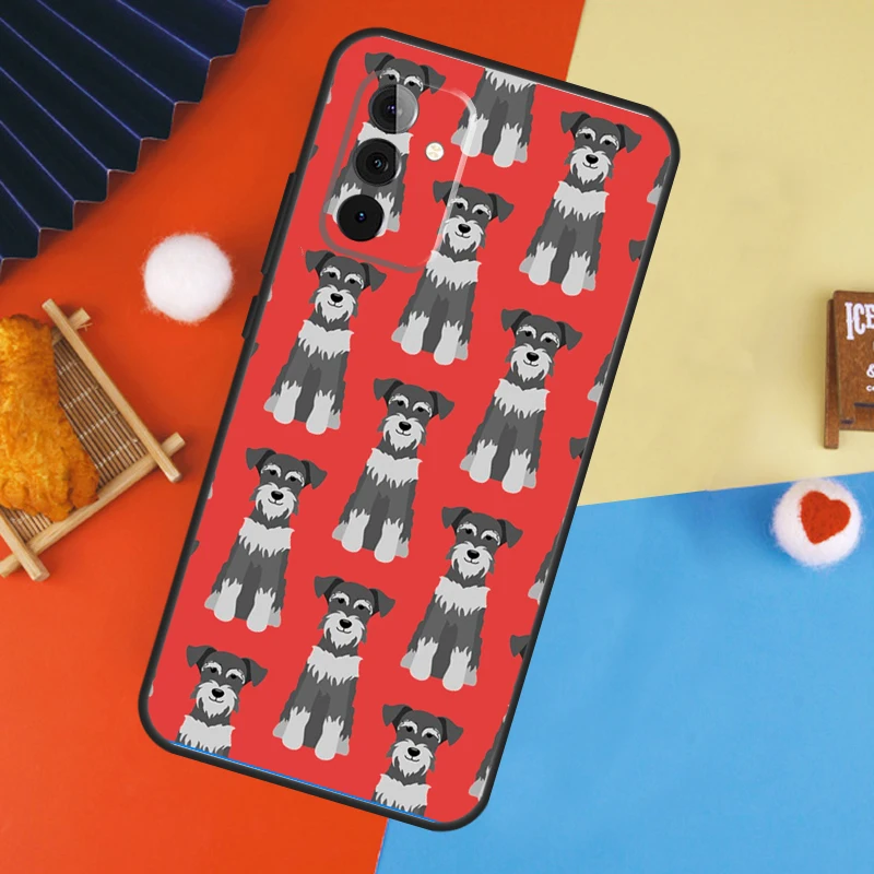 Cartoon Schnauzer Dog Case For Samsung Galaxy A14 A34 A54 A55 A35 A15 A73 A53 A33 A23 A13 A12 A32 A52 A51 Cover