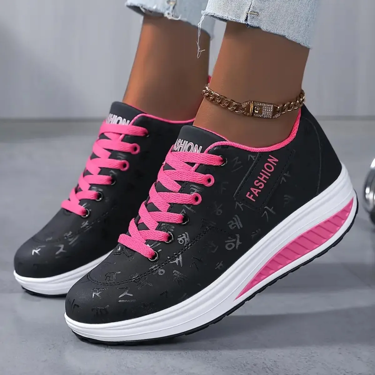 Woman's Casual Shoes Platform Leather  Swing Shoes Ladies Moccasins Breathable Women Platform Sneakers Zapatos Mujer