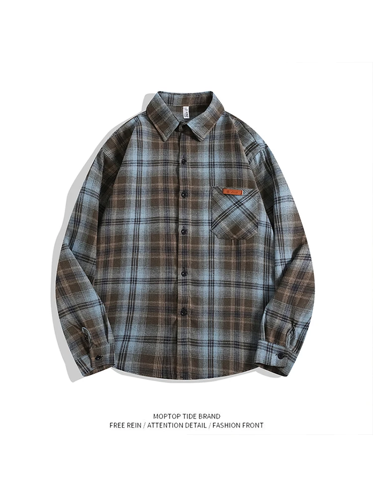 

Mr. WH Корейская Sle Plaid Long Sve irt Fce Винтажная универсальная элитная тонкая верхняя одежда для пар для мужчин и женщин