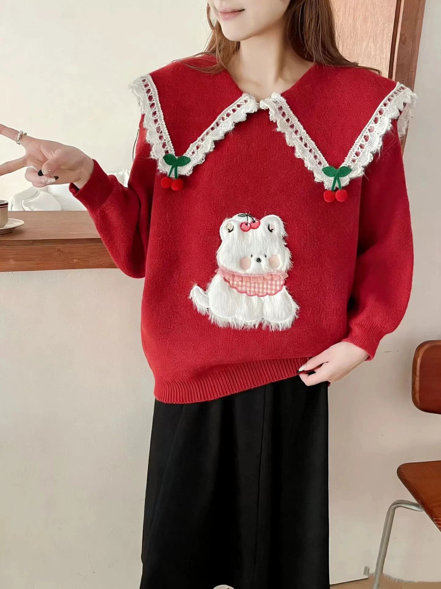 

2025 autumn and winter women's retro contrasting diamond patterned sweater cardigan new lazy style V-neck long sleeved knitted