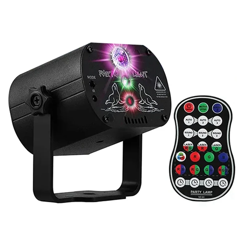 7Color LED DJ Disco Laser Sound Strobe Stage Light Projector USB Rechargeable For Christmas Halloween Deorations