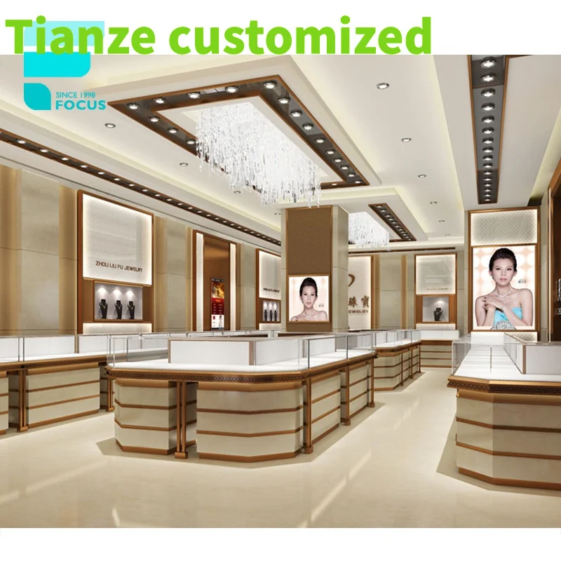 Customized-Factory Customized Jewelry Showcase Custom Jewellery Display Cabinet Jewelry Furniture 3D Design Jewelry Store