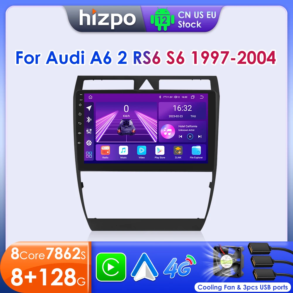 

Hizpo 2 Din Android 12 Car Radio For Audi A6 C5 1997 - 2004 S6 RS6 Multimedia Video Player 4G Carplay Auto Head Unit Navigation