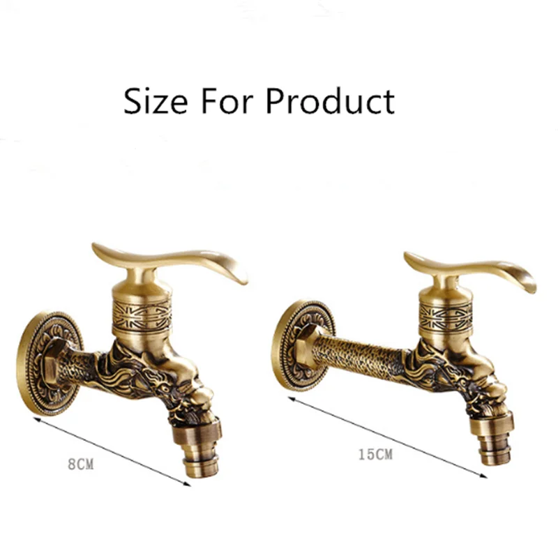 Tuqiu Antieke Wasmachine Kraan Tuin Bibcocks Tap Messing Draak Gesneden Wasmachine Kraan Outdoor Kraan Koude Kraan