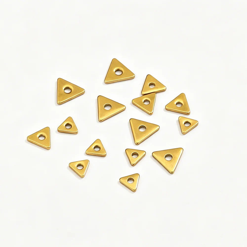 50 Stück/Los Edelstahl Runde Quadratische Dreieckige Flache Abstandshalter-Perlen DIY-Charms-Perlen für Schmuckherstellung – Detail 3