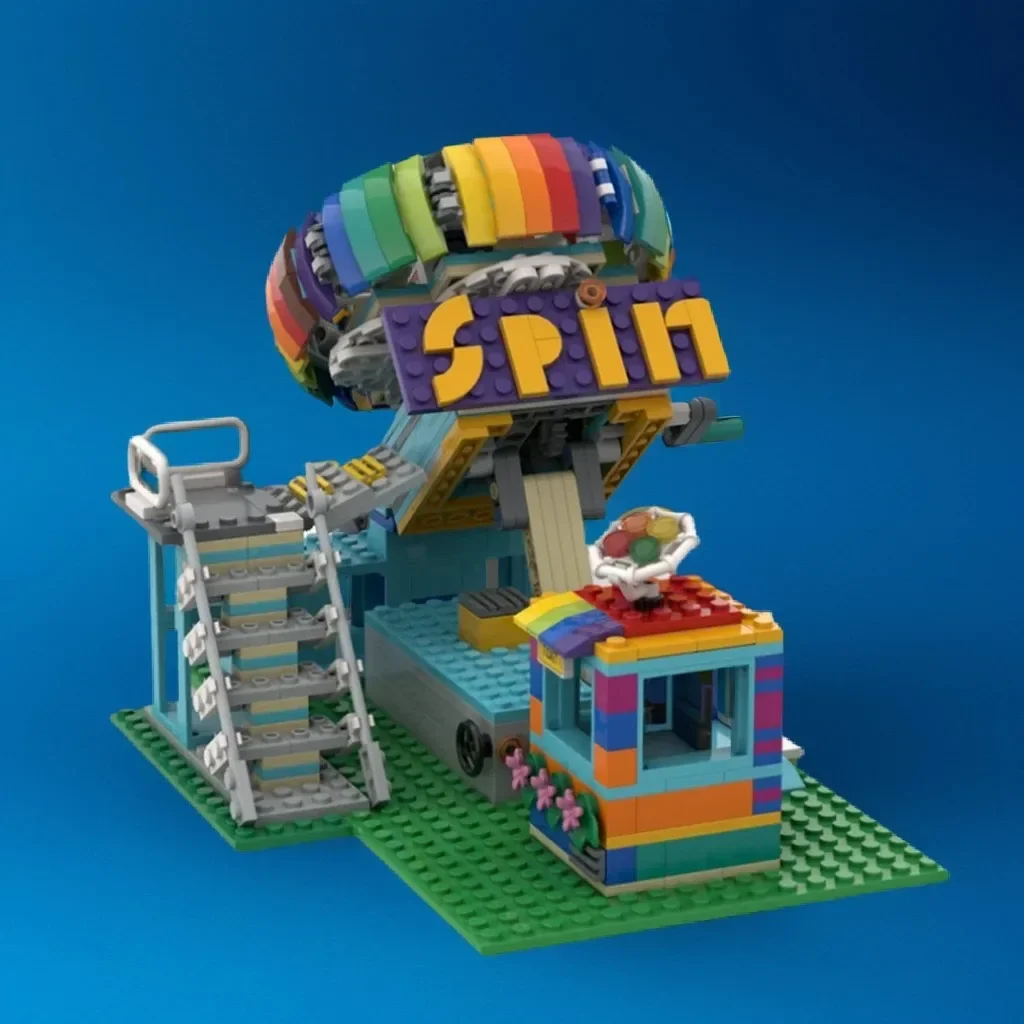 

621PCS Rainbow Spin Carousel MOC Amusement Park Ride Model Education Model Building Blocks Birthday Toys Gift