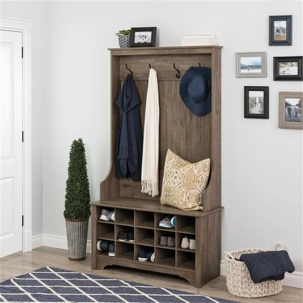 

Entryway Organizer with 4 Coat Hooks, Coat Rack Hall Tree with Bench and Coat Storage