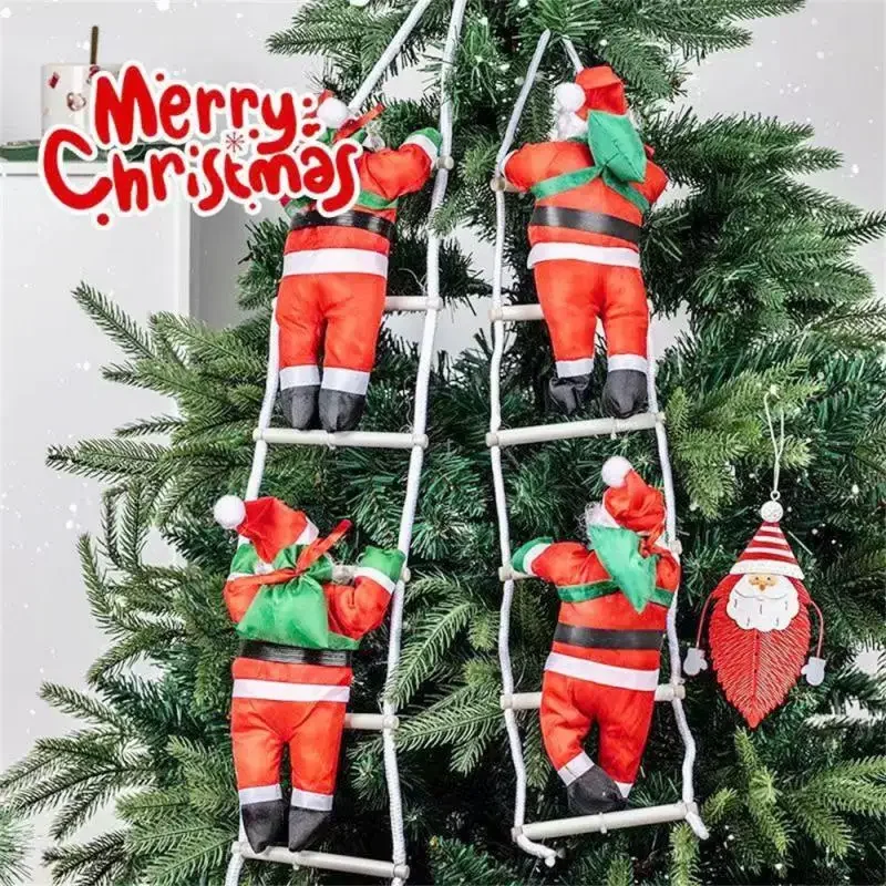 Christmas Santa Claus Climbing Ornaments Xmas Tree Wall Hanging Rope Doll Pendants Christmas Decor For Home 2025 New Year Gift