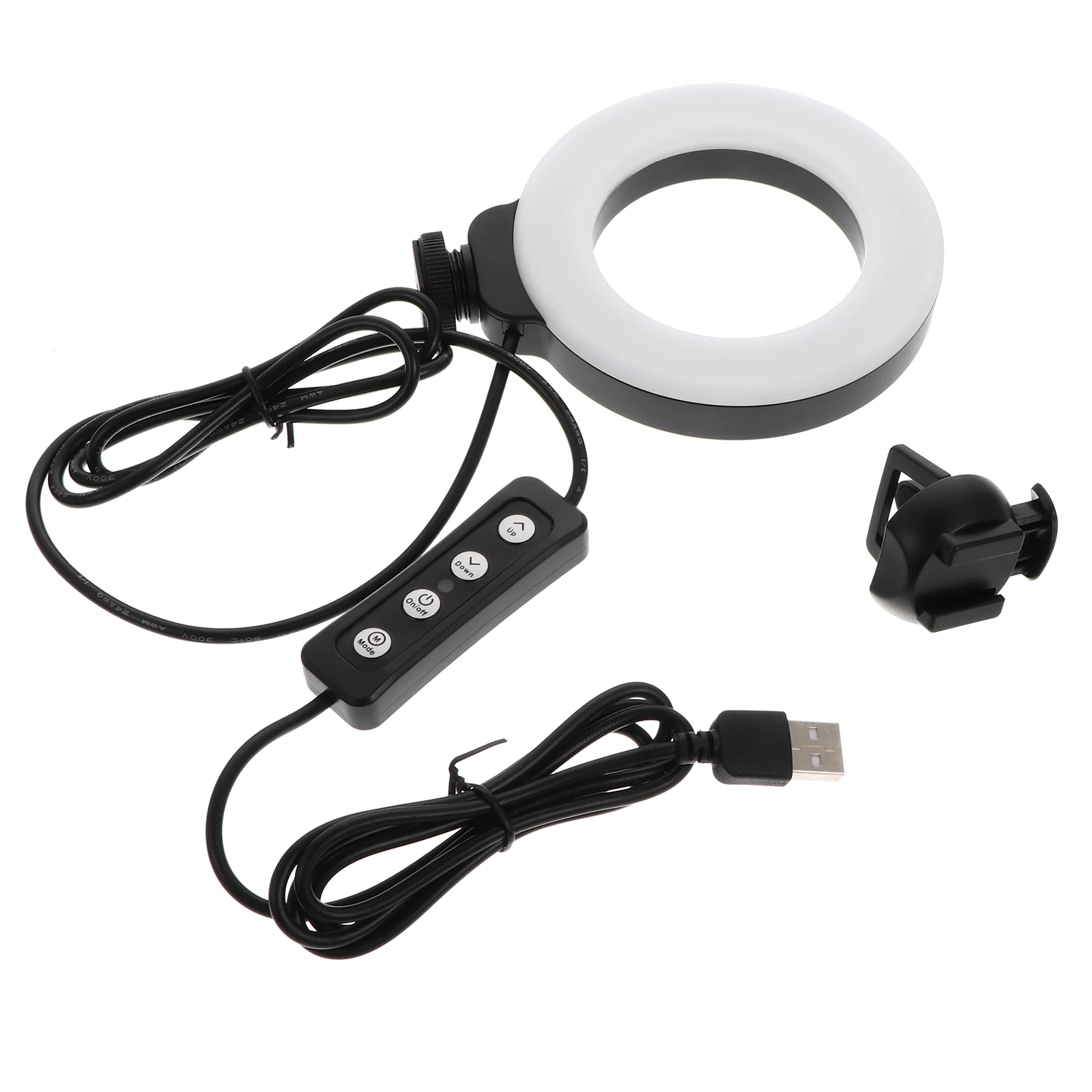

Ring Light 4 Inch ABS Soft White Video Lighting Adjustable Clip Fill for Webcam Conferencing Broadcasting LED Camera Phone