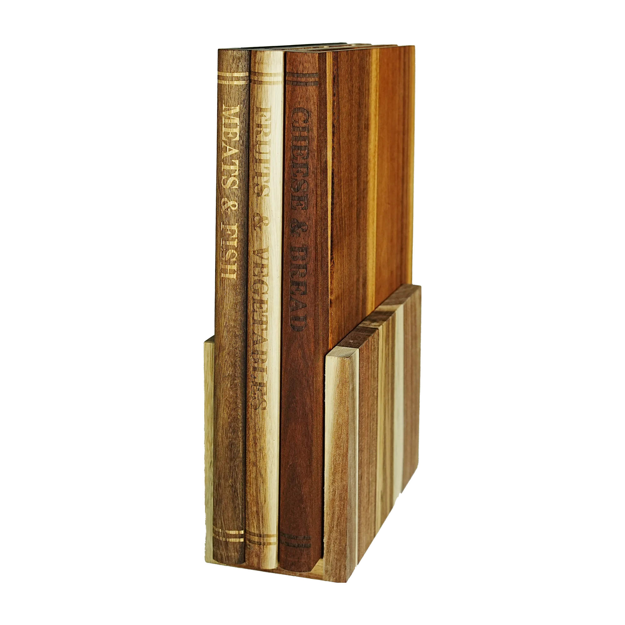 Solid Acacia Cutting Boards, Book Cutting Board Set of 3 With Stand, Unique Book Cutting Boards Gift