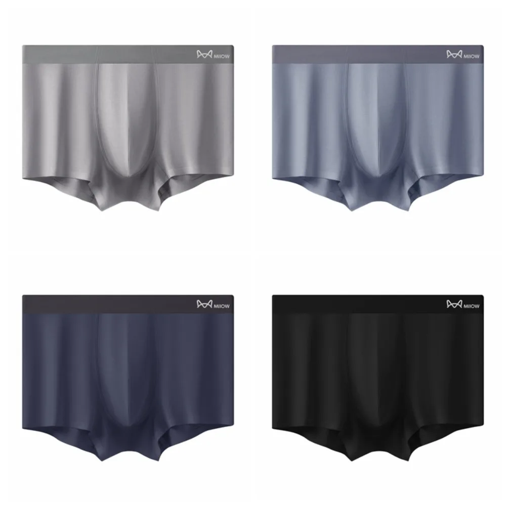 

4Pcs Comfortable Modal Men's Flat Panties Mid Waist Large Size Sporty Boxers Shorts Seamless Elastic Men's Underwear Male Boys