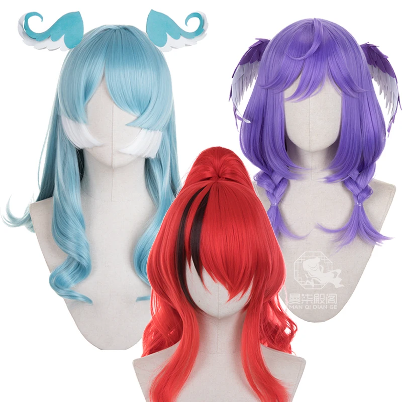 Elira Pendora Lain Selen Cosplay Wig Nijisanji Vtuber Headwear Heat Resistant Synthetic Hair Halloween Party Role Play + Wig Cap