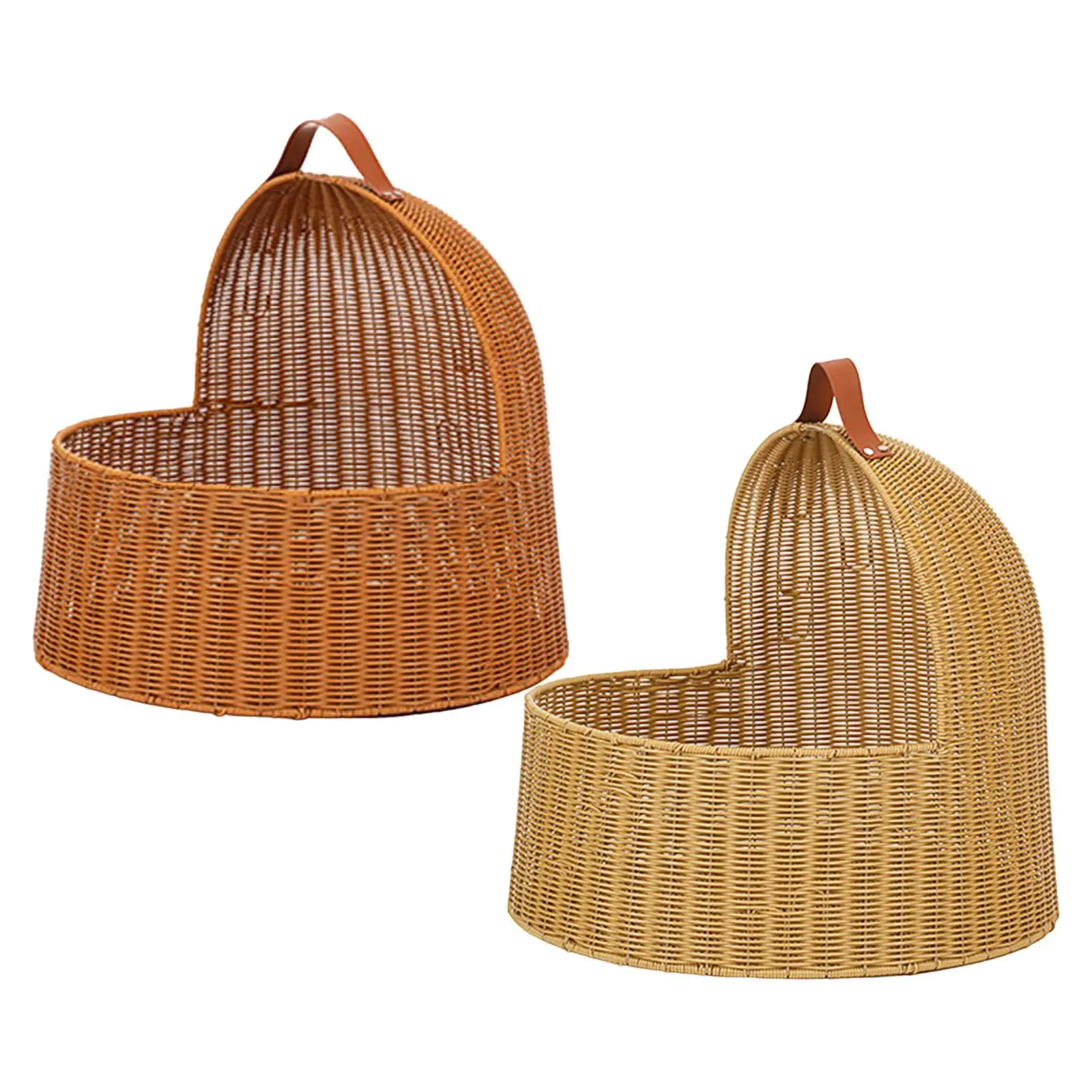 

Кровать для кошек из искусственного ротанга, полузакрытое гнездо, декоративное с мягкой подушкой, кровать для домашних животных, скрывающий кошачий домик для маленьких животных, маленьких собак