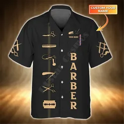 Barber Shop hawaiian shirt Barber gift Gift For Hair Dresser Salon 3D Printed T shirts Summer Funny Beach Short Sleeve Casual