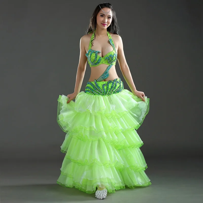 

customized belly dance costumes for women Oriental dance performance costumes bellydance costume mesh cake fluffy skirt 벨리댄스공연복