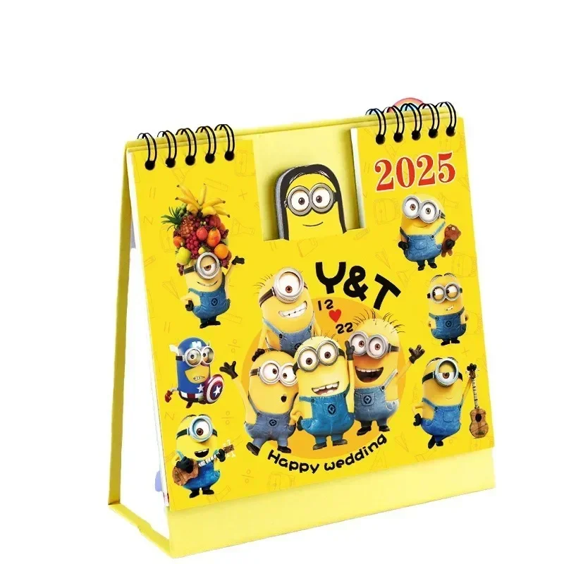 2025 Minions calendario da tavolo Cartoon Office Standing Paper accessori per la casa decorativo carino Anime delicato Mini studente Decor Gift