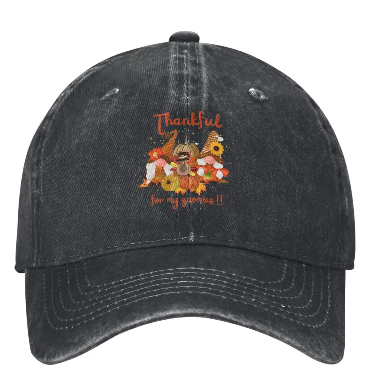 Happy Thanksgiving Gnomes Casual Baseball Cap Pumpkin With Autumn Falling Leaves Trucker Hat Skate Snapback Cap Baseball Caps