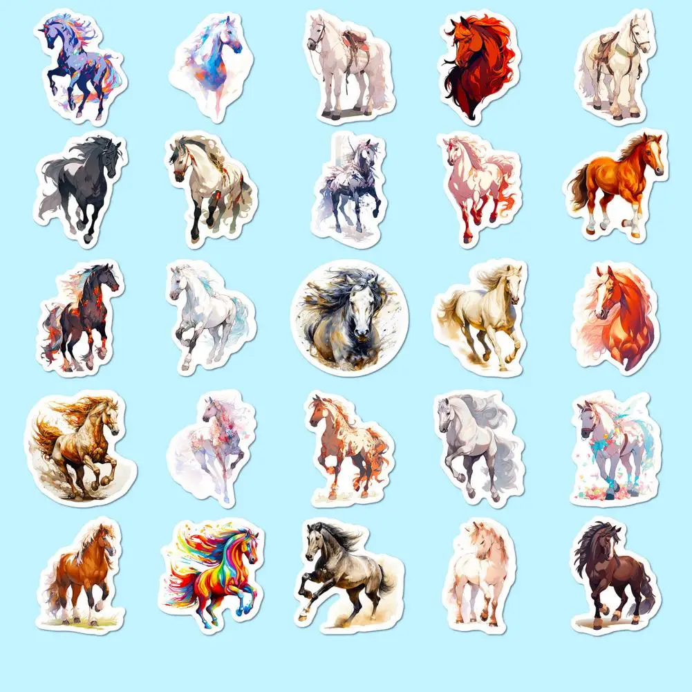 Horse Theme Stickers High-precision Printing Stickers 50pcs Hand-painted Horse Sticker Set Waterproof Pvc for Phone for Luggage