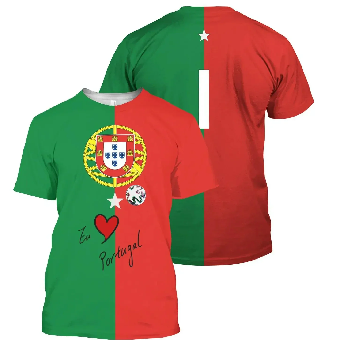 2024 Portugal Flag Football Jersey Men Women 3D Print Portugal Football Team Congratulations Shirt Summer Outdoor Clothing Tops