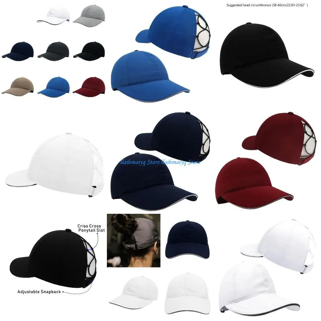 573B التجفيف السريع المرأة ذيل حصان قبعة بيسبول للحياة اليومية اليوغا تجريب قبعة رياضية تنفس قبعة للرياضة في الهواء الطلق