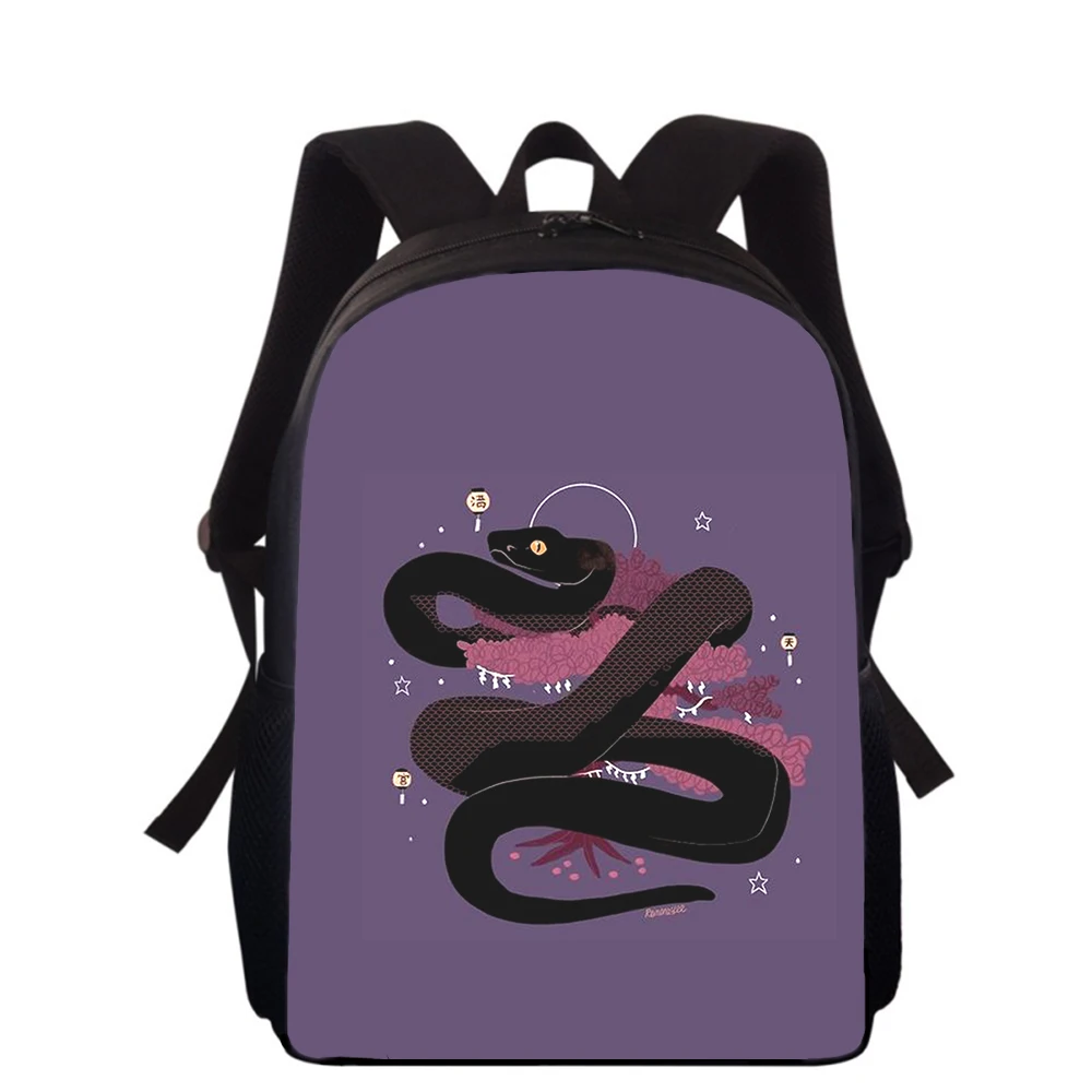 3D Snake Animal Print Mochila para crianças, pintura de arte, mochilas escolares primárias, mochilas para meninos e meninas, mochilas para estudantes, 16”