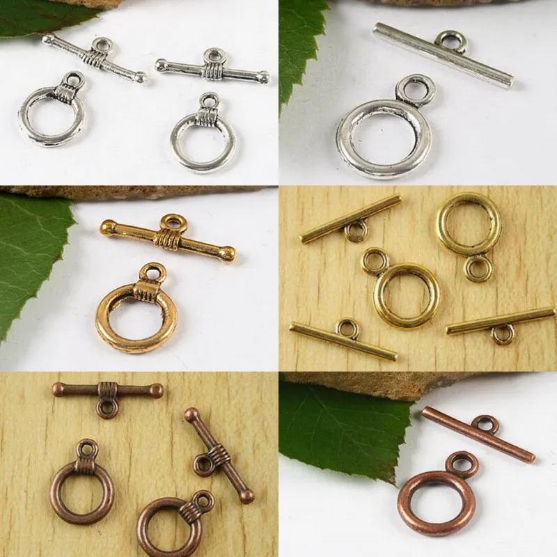 

16set 11*15.2mm bar:19.5mm Round Simple Style Toggle Clasp for Necklace Making