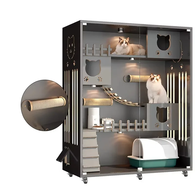 

Three Layers Universal Shelter For Cat Villa Luxury Wooden Cage Pet Houses and Furniture