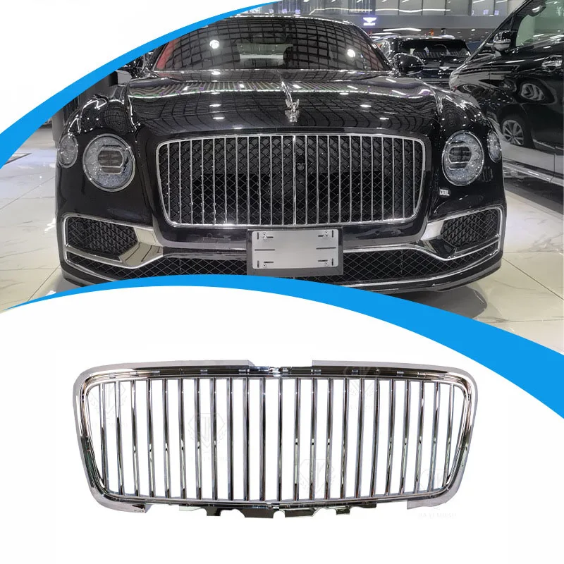 Radiator Grilles For Bentley Flying Spur chrome plating Front Double Kidney Racing Grilles Bumpers Body Kit Hood Gloss Black